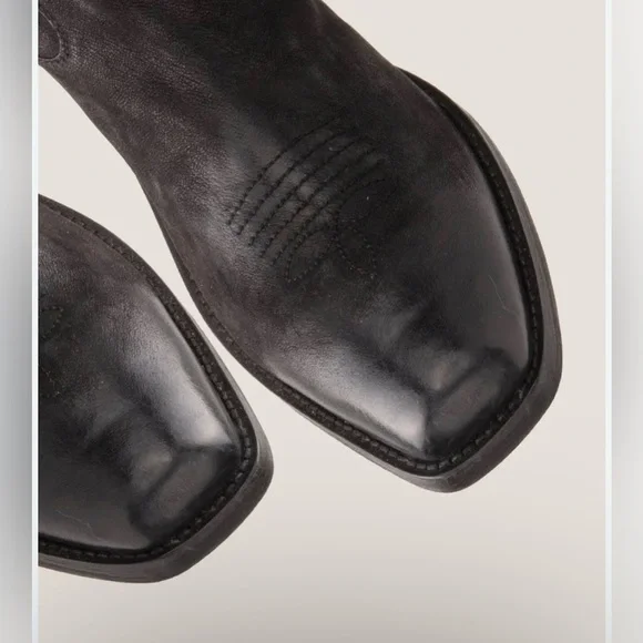 Vintage Foundry Aliza Cowboy Cowgirl campus riding boot black Leather square toe - Picture 3 of 17